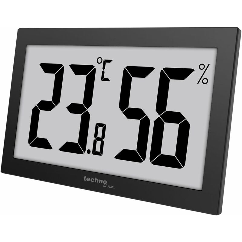 foto del prodotto termometro digetales igrometro xxl, ws9465, display molto leggibile, nero con lcd jumbo per ufficio hotel foyer