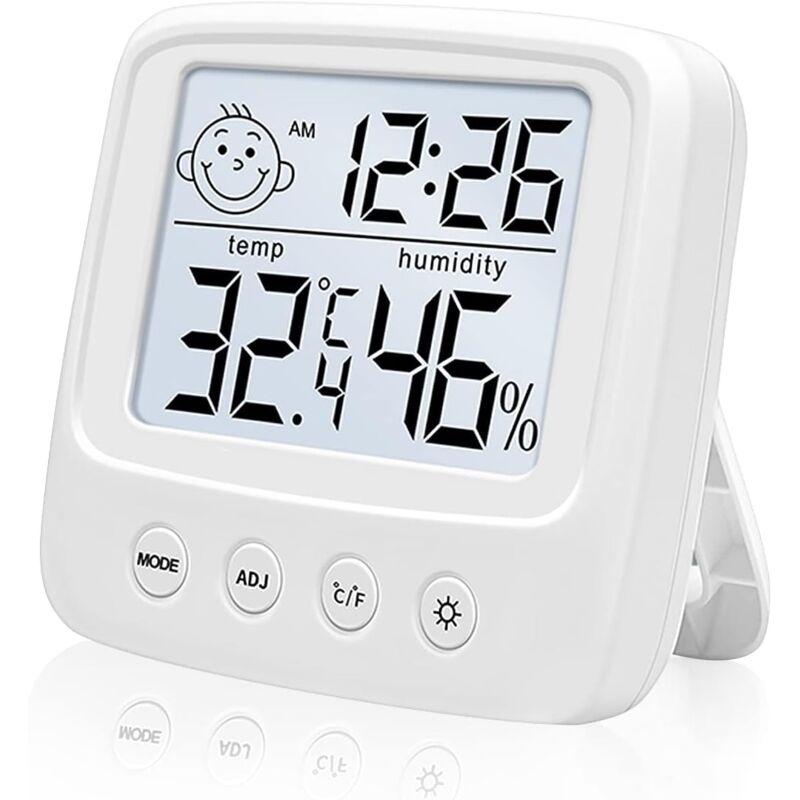 foto del prodotto termometro digitale igrometro per interni, monitor di umidit ad alta temperatura, comfort con retroilluminazione, funzione orologio, commutabile 
