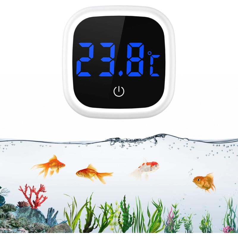 foto del prodotto termometro digitale per acquario, mini termometro per acquario con touch screen, display a led, termometro wireless per acqua marina, acqua dolce,