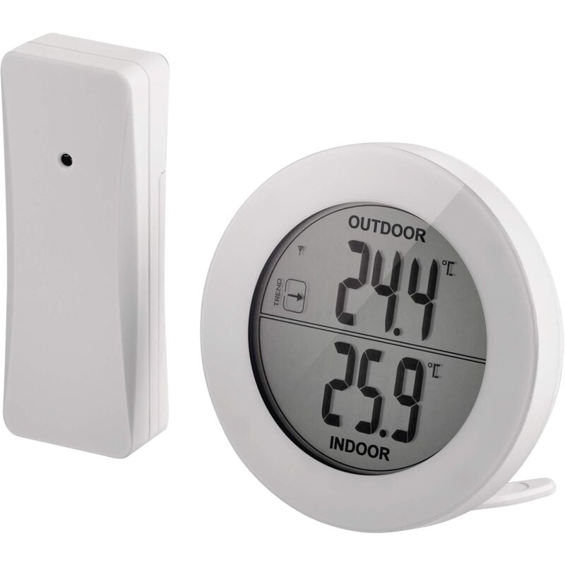 foto del prodotto termometro digitale per misurare la temperatura esterna e interna, con sensore esterno, sensore radio wireless, raggio di azione di 80 m, funzione di