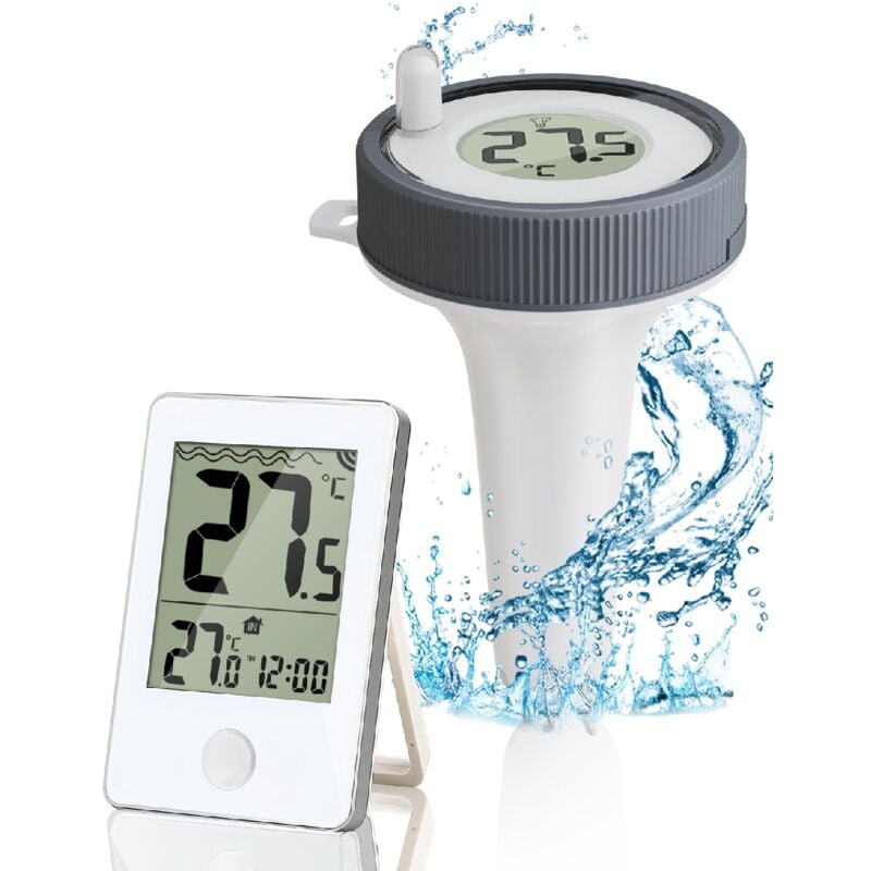 foto del prodotto termometro digitale wireless per piscina, galleggiante, facile da leggere, ip67 impermeabile con monitoraggio della temperatura per piscina, vasca da