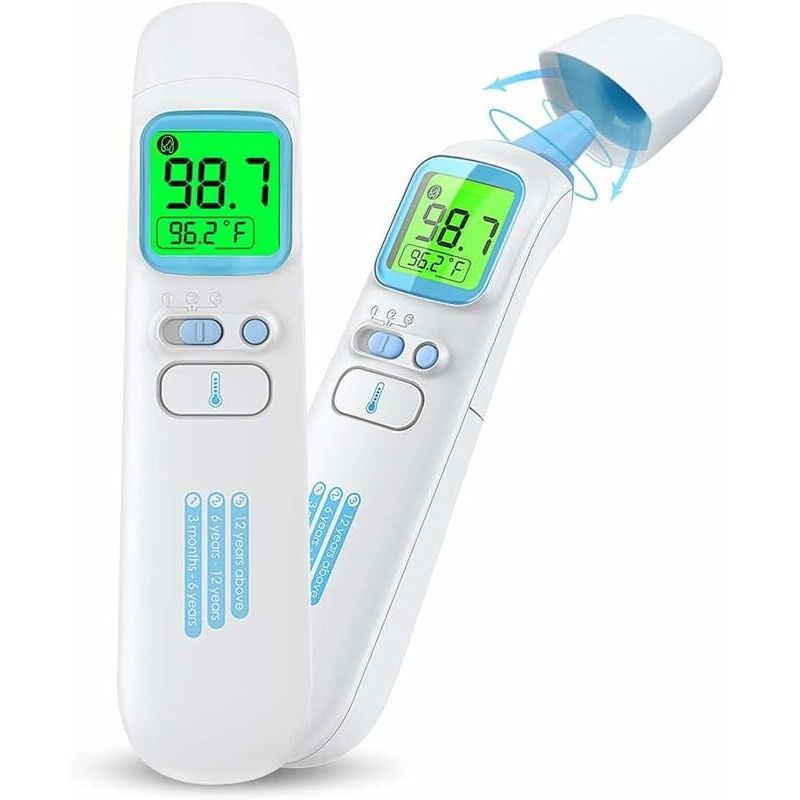 foto del prodotto termometro frontale, termometro auricolare e frontale, termometro a infrarossi per la fronte, termometro frontale senza contatto con avviso di