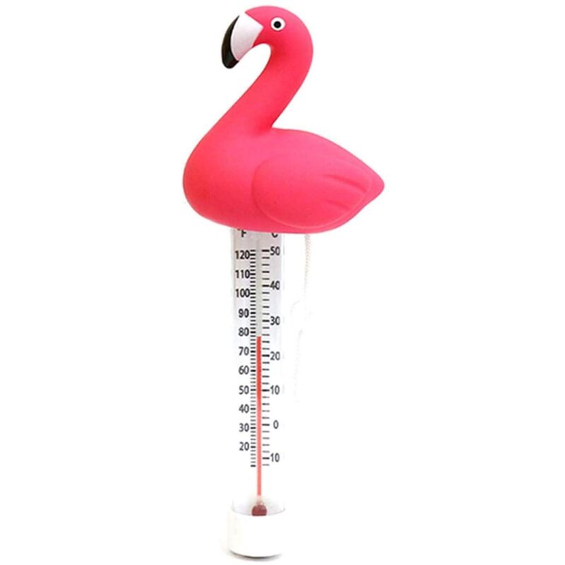 foto del prodotto termometro galleggiante per piscina crediri, termometro a forma di fenicottero, termometro per acqua, termometro per piscina durevole, monitor della