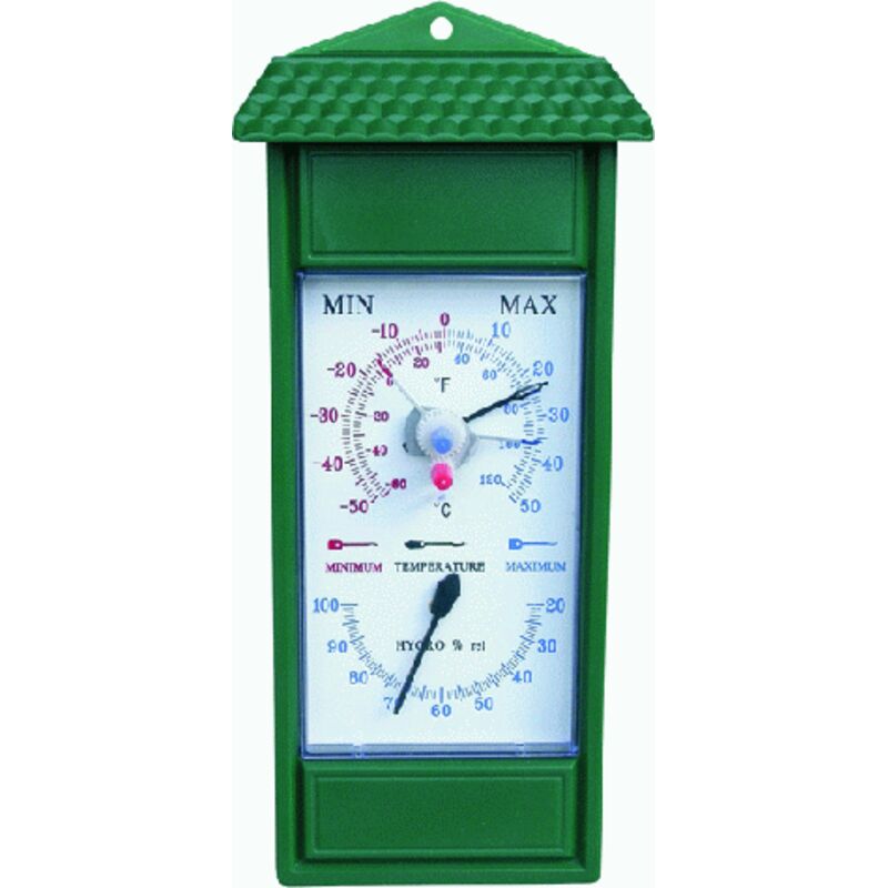 foto del prodotto termometro ignometro in abs con temperatura minima e massima cm 24,5x11 per esterno e interno