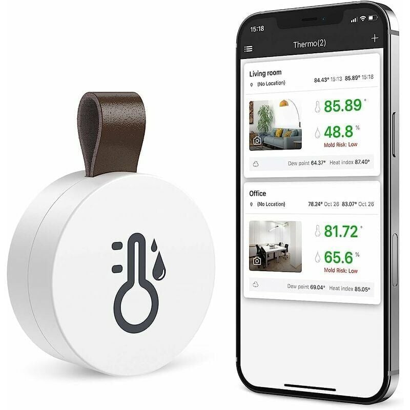 foto del prodotto termometro igrometro bluetooth, mini termoigrometro wireless per interni con funzione di esportazione dati, compatibile con ios e android per vino,