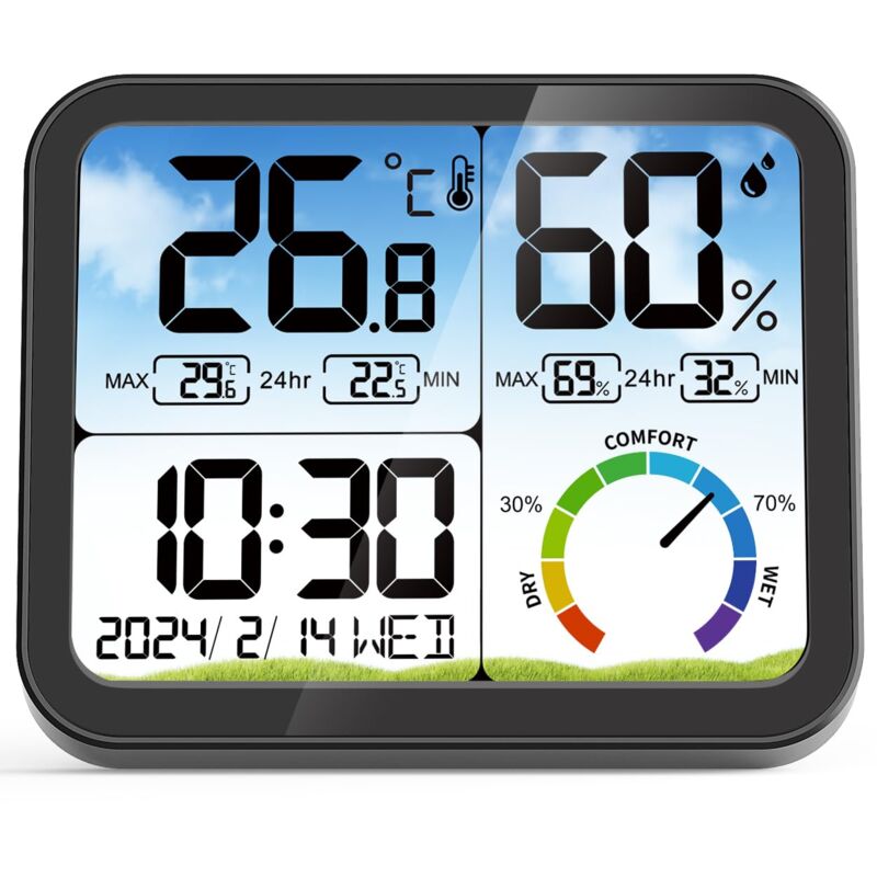 foto del prodotto termometro igrometro digitale per interni display extra large da 5,8 misuratore di umidit preciso termometro per interni con calibrazione,