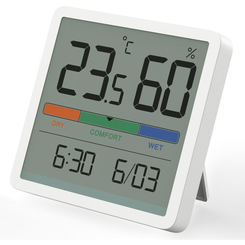 foto del prodotto termometro igrometro per interni, termometro digitale da tavolo con monitor di temperatura e umidit , termometro ambiente con misuratore di umidit 