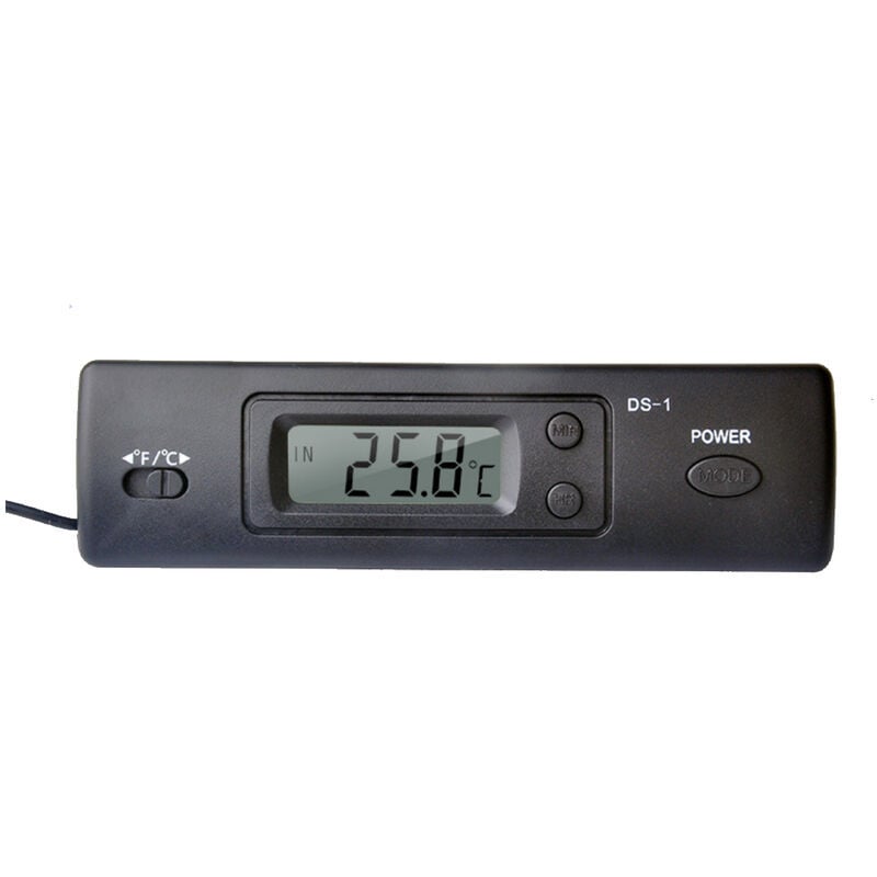 foto del prodotto termometro mini termometro per auto termometro elettronico con display funzione ora con sonda ds 1, nero nero
