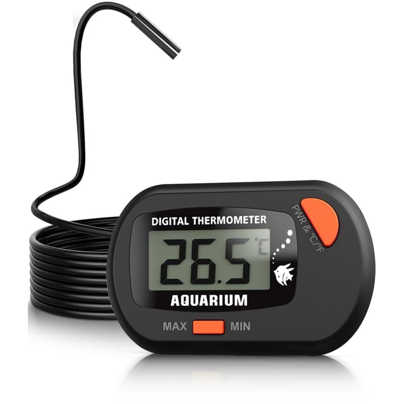 foto del prodotto termometro per acquario con sonda e ventosa, termometro digitale lcd per acquario, temperatura dell acqua per acquario, rettile marino, terrario