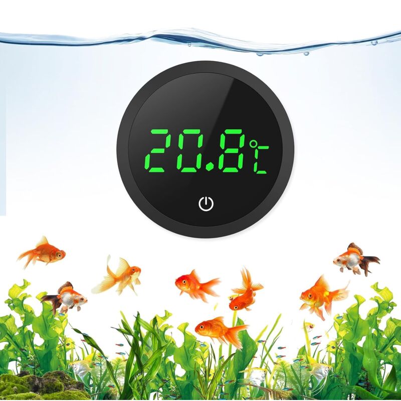 foto del prodotto termometro per acquario, termometro digitale lcd ad alta precisione da 0,1 c con pulsanti touch, batteria sostituibile per acquario per tartarughe e