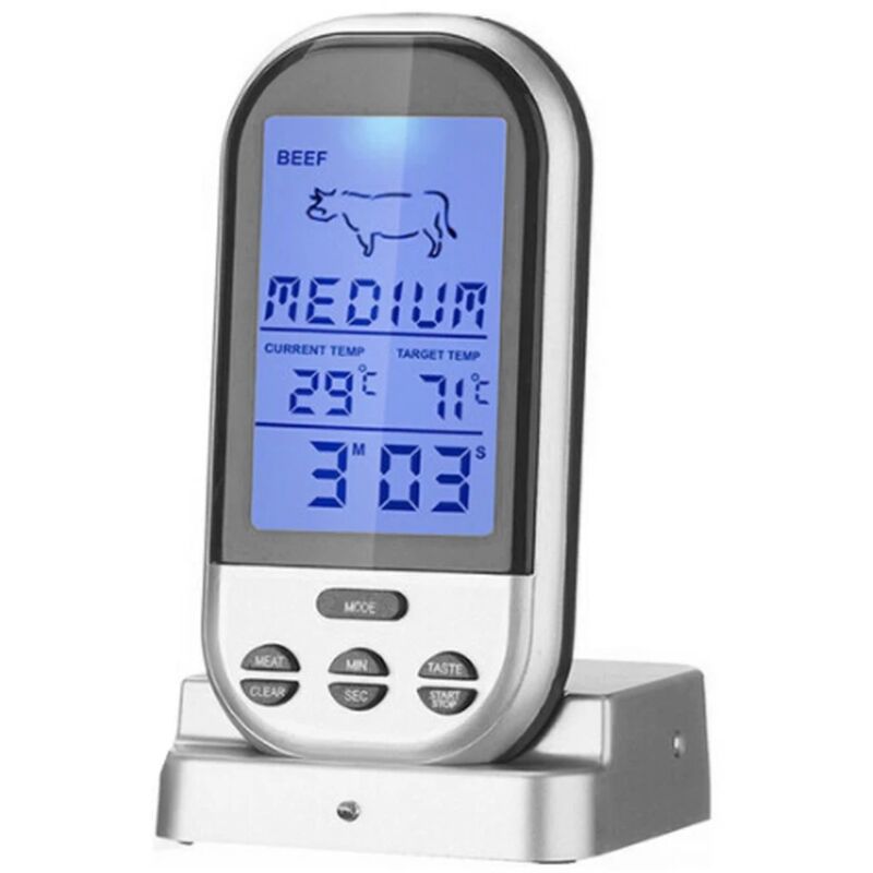 foto del prodotto termometro per carne lcd wireless sonda digitale remota
