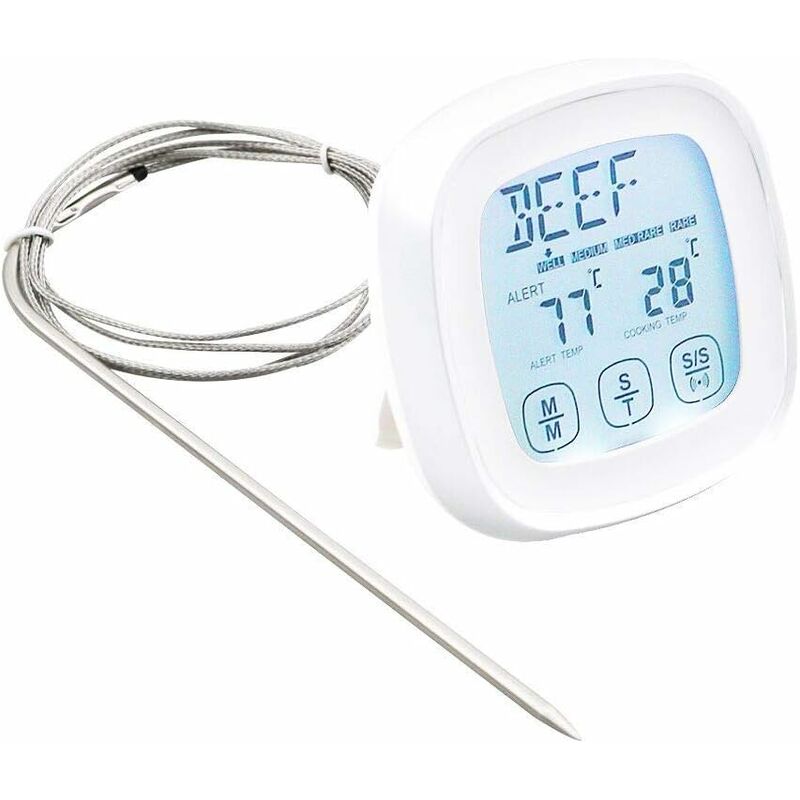 foto del prodotto termometro per carne termometro per alimenti a lettura istantanea termometro da cucina digitale con sonda di allarme timer per forno, cucina, grill,