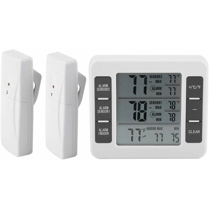 foto del prodotto termometro per frigorifero e congelatore allarme digitale con suono di allarme con sensore wireless display min max