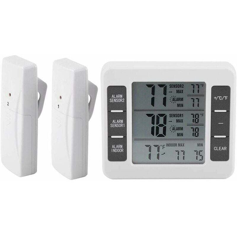 foto del prodotto termometro per frigorifero e congelatore termometro digitale allarme acustico con schermo sensore min max wireless