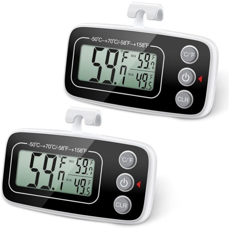 foto del prodotto termometro per frigorifero, termometro digitale per frigorifero e congelatore con ampio display lcd, funzione min max, 3 metodi di supporto, c f