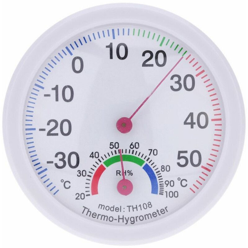 foto del prodotto termometro per interni ed esterni a forma di orologio bianco, igrometro, misuratore di umidit 