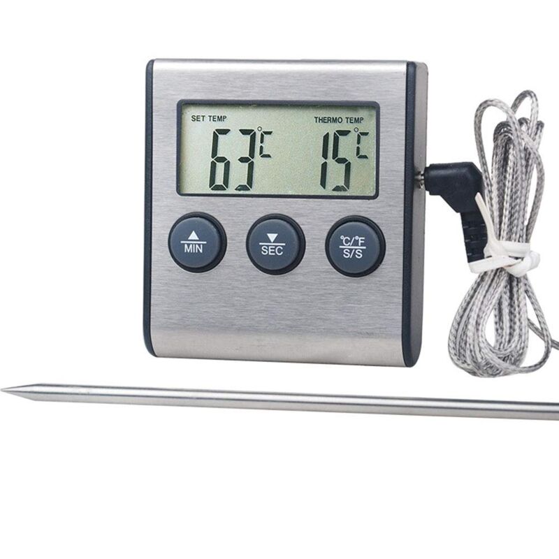 foto del prodotto termometro per la cottura degli alimenti da 300 c con timer di allarme misuratore di temperatura per barbecue da cucina