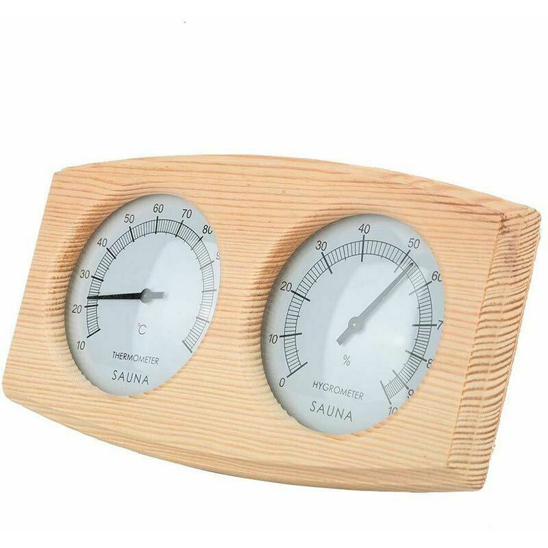 foto del prodotto termometro per sauna in legno, termometro per sauna e igrometro 2 in 1 per sauna, sauna a vapore, biosauna e cabina a infrarossi lablanc