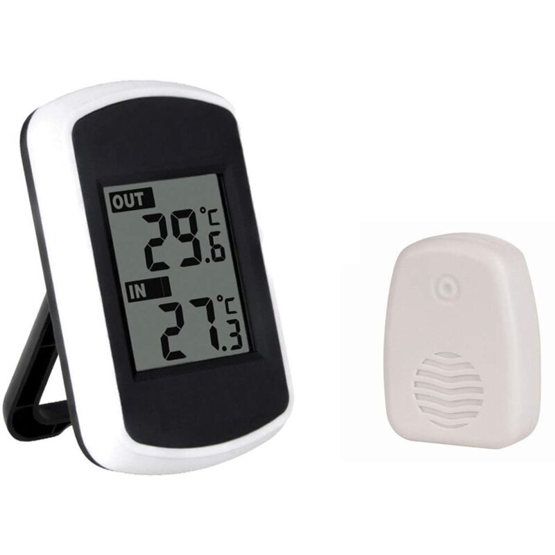 foto del prodotto termometro wireless per interni esterni, trasmissione fino a 100 metri, misurazione di precisione, display lcd digitale chiaro per ufficio domestico