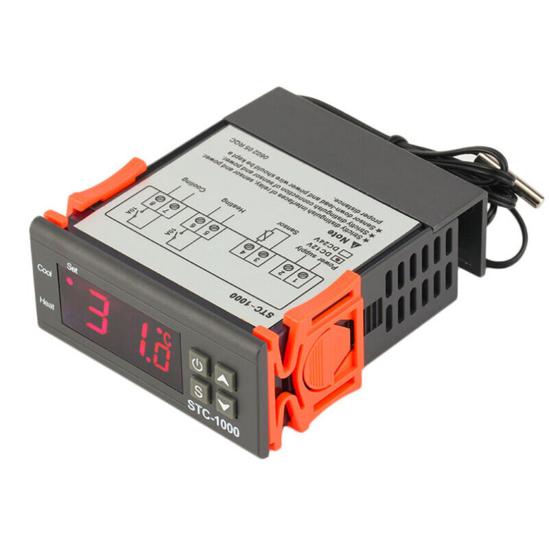 foto del prodotto termoregolatore digitale stc 1000 con sonda impermeabile 220 v, termostato a doppio rel , raffreddamento e riscaldamento