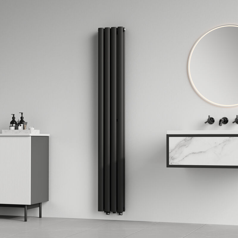 foto del prodotto termosifone nore ad acqua calda pannello doppio con elementi tubolari 160 x 24 cm nero neu.haus 