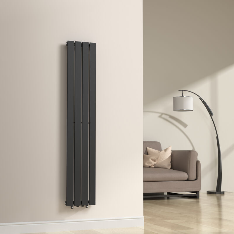 foto del prodotto termosifone nore ad acqua calda pannello singolo con elementi piatti 160 x 30 cm nero neu.haus 