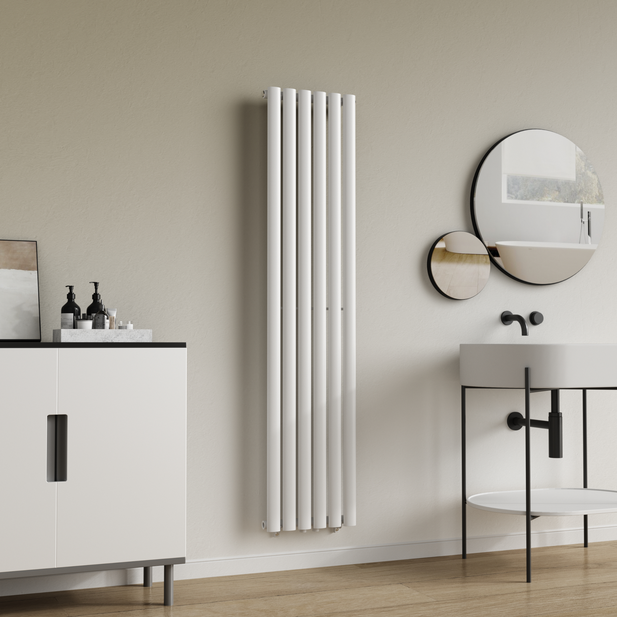 foto del prodotto termosifone nore ad acqua calda pannello singolo con elementi tubolari 160 x 36 cm bianco neu.haus 