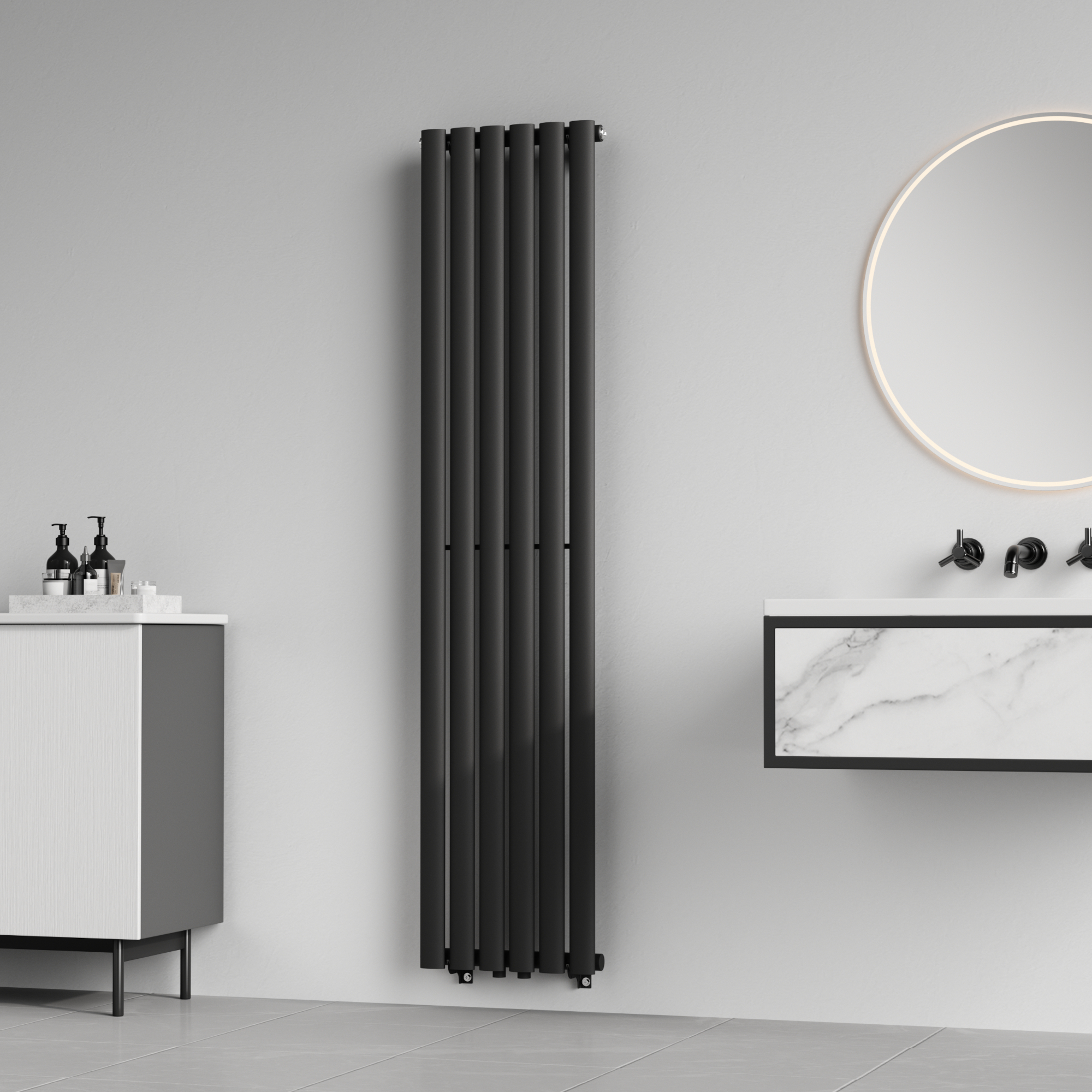 foto del prodotto termosifone nore ad acqua calda pannello singolo con elementi tubolari 160 x 36 cm nero neu.haus 