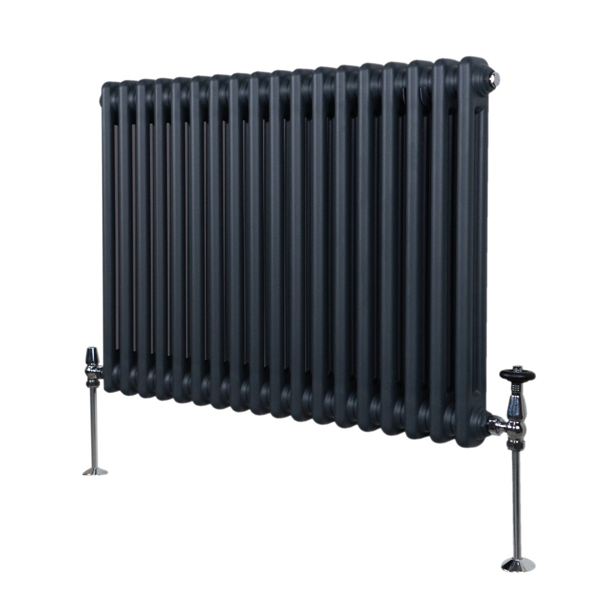 foto del prodotto termosifone radiatore a 2 colonne per riscaldamento centralizzato orizzontale grigio antracite 600 x 832mm