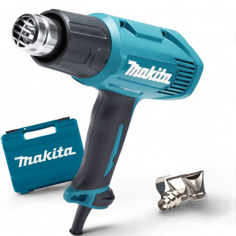 foto del prodotto termosoffiatore pistola termica 1,600w 500 gradi makita con accessori e valigetta