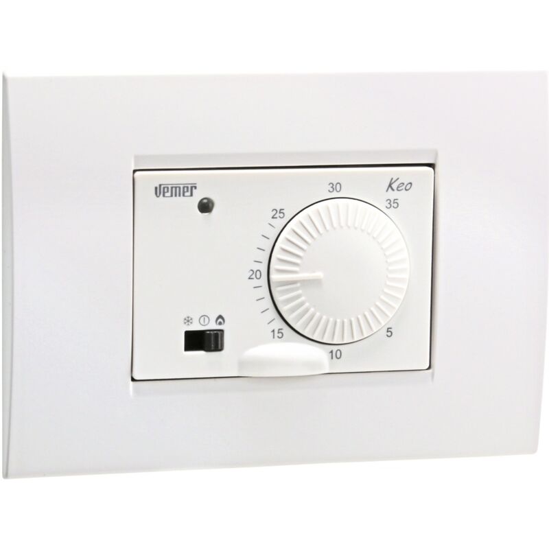 foto del prodotto termostato a batteria da incasso 503 con manopola vemer vn170700 keo b bianco e grigio antracite