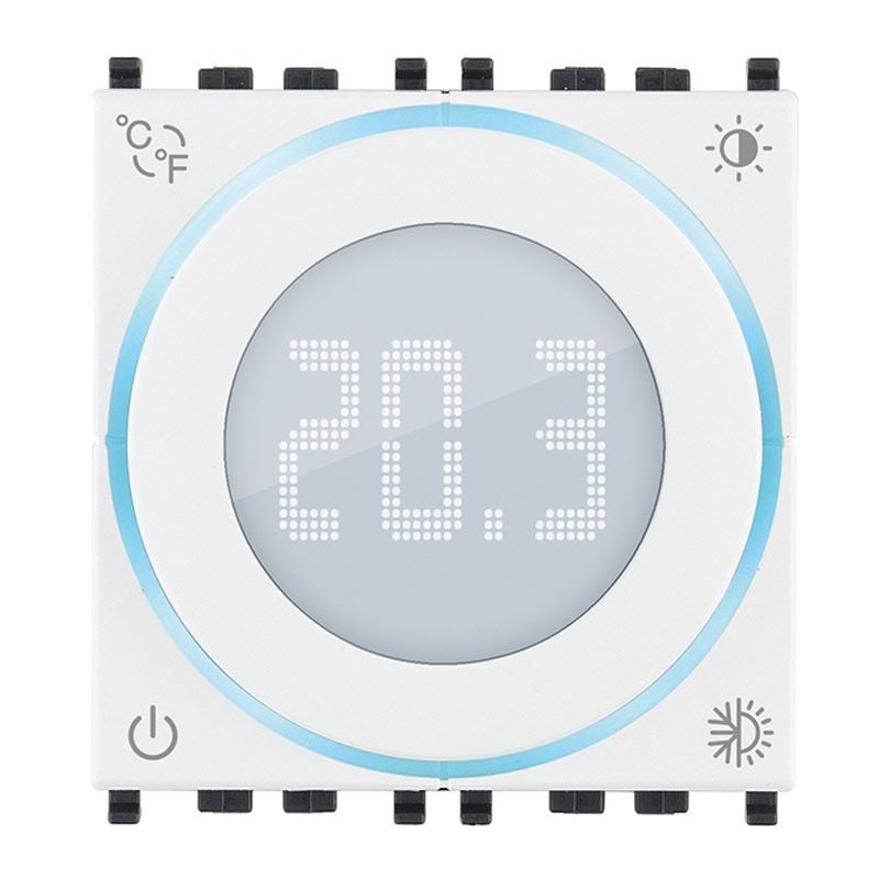 foto del prodotto termostato a rotella vimar 2 moduli con display bianco 02970.b