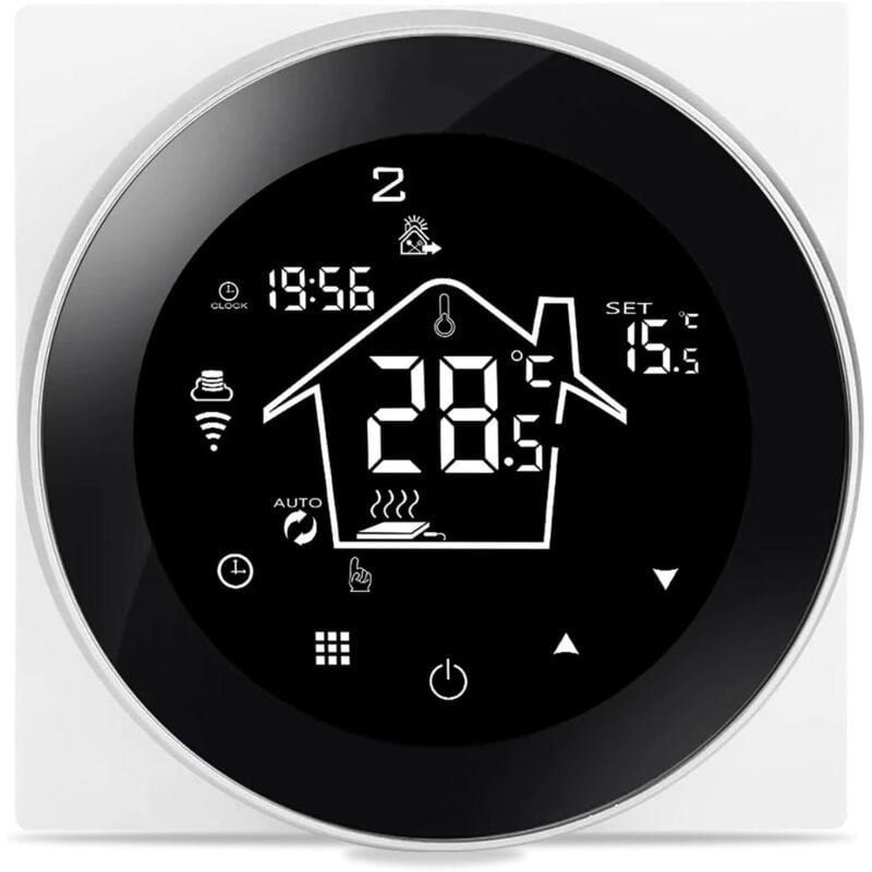 foto del prodotto termostato connesso wifi per riscaldamento elettrico a pavimento programmabile 16a, termostato ambiente intelligente compatibile con riscaldamento a