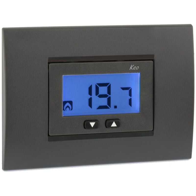 foto del prodotto termostato digitale da incasso 503 230v vemer ve558300 keo a lcd bianco e grigio antracite
