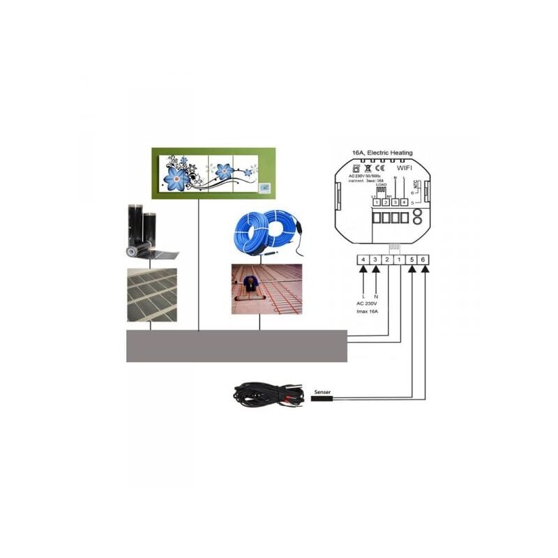 foto del prodotto termostato digitale per riscaldamento elettrico stufa calorifero wifi compatibile con amazon alexa echo e google home 16a 220v