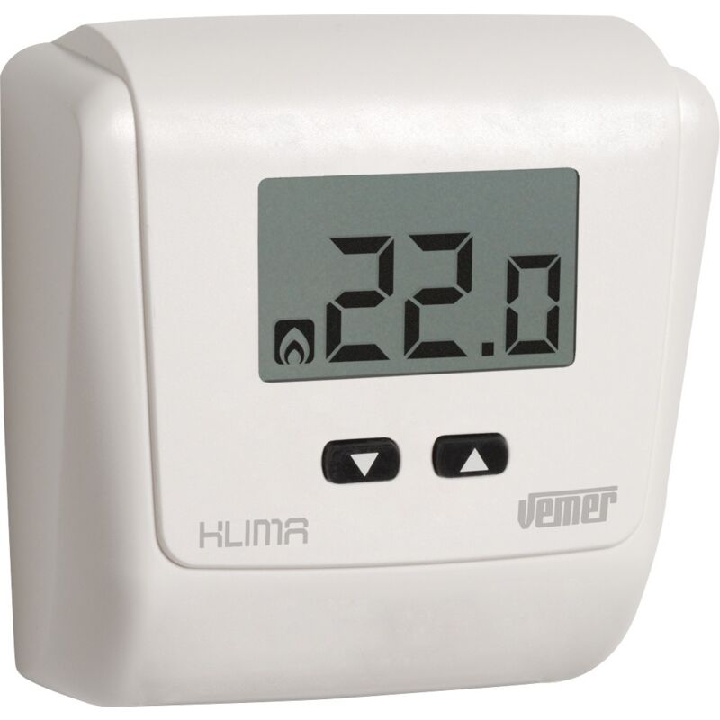 foto del prodotto termostato elettronico da parete a batteria vemer ve729000 klima lcd bianco