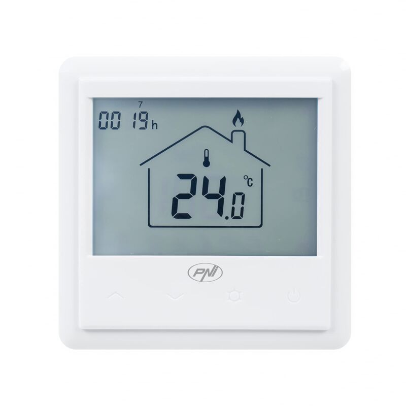 foto del prodotto termostato intelligente integrato pni ct25pw wifi, riscaldamento a pavimento controllo internet, attuatori, pompe, caldaia, applicazione mobile tuya