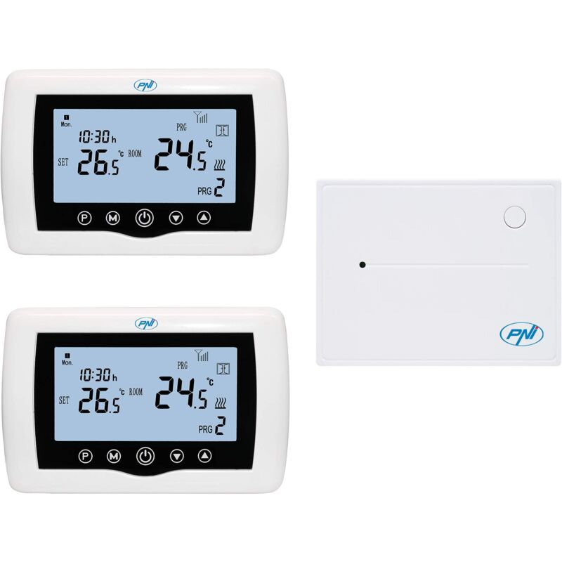 foto del prodotto termostato intelligente pni ct400 wireless, con wifi, controllo 2 zone via internet, per centrali termiche, pompe, elettrovalvole, app tuyasmart,
