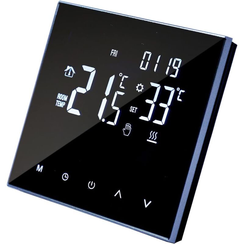 foto del prodotto termostato per riscaldamento intelligente termostato digitale touch screen lcd, programmabile, due modalit celsius, riscaldamento a pavimento