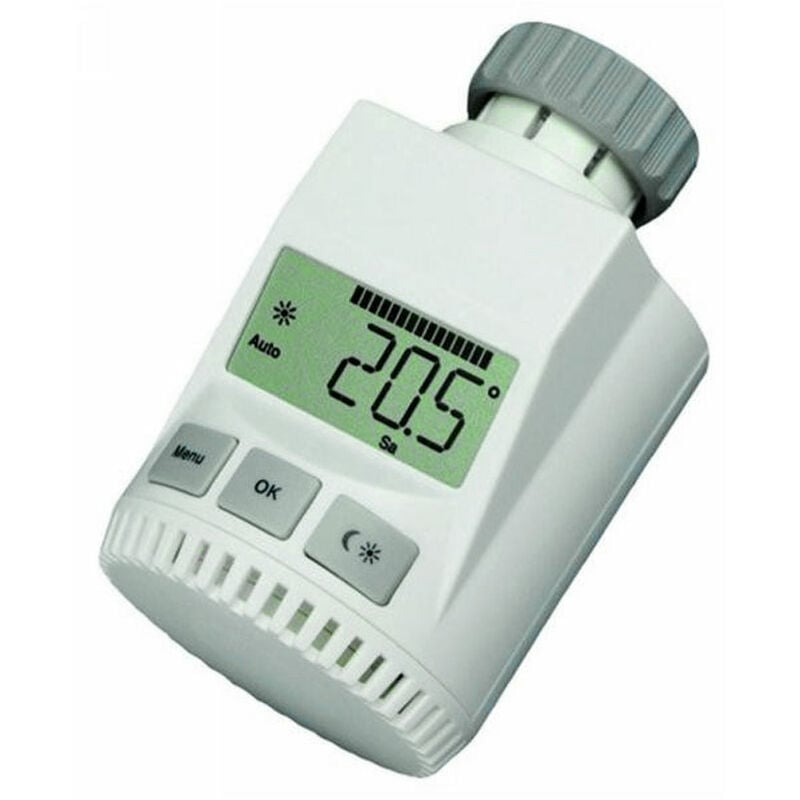 foto del prodotto termostato per termosifoni regolatore climatico ambiente regolatore a risparmio energetico, display protezione antigelo funzione party interruzioni