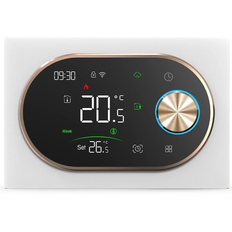 foto del prodotto termostato smart wifi beca bht 9000gclw expert4house edition bianco e gold