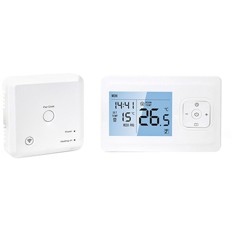 foto del prodotto termostato wi fi smart con ricevitore rf cronotermostato wireless, app a parete, compatibile con alexa google assistant, temperatura riscaldamento