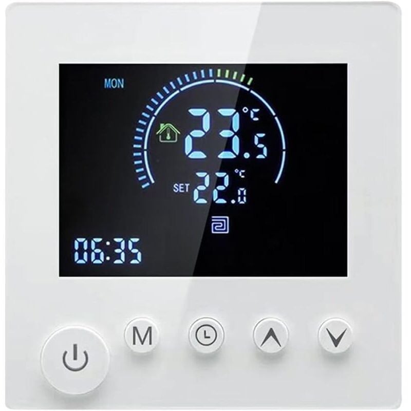 foto del prodotto termostato wifi per caldaia a gas, termostato wifi, display lcd programmabile con alexa google assistant e app mobile