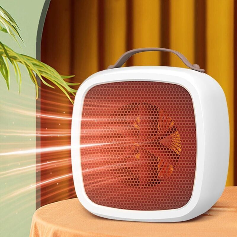 foto del prodotto termoventilatore, piccolo termoventilatore elettrico portatile, termoventilatore da bagno bianco 