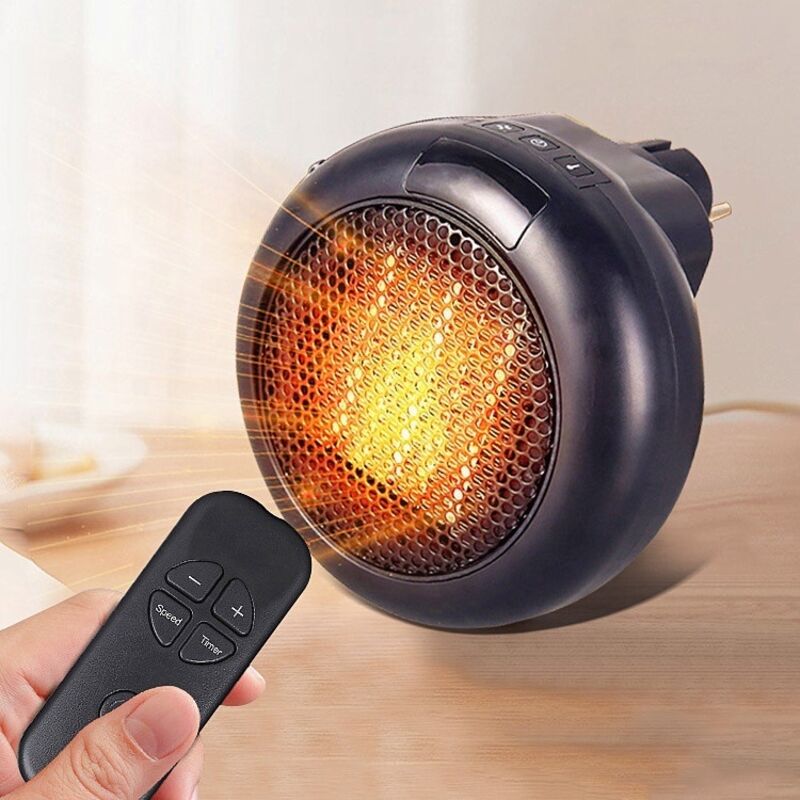 foto del prodotto termoventilatore, riscaldatore ceramico con telecomando, termoventilatore con protezione dal surriscaldamento, riscaldamento silenzioso per camera da