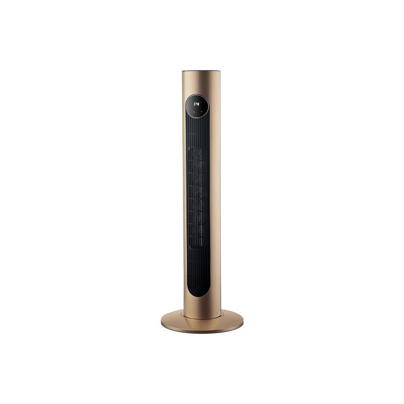 foto del prodotto termoventilatore verticale in ceramica 2000w oro oscillante.telecomando 2potenc.3func.termostato.reg. timer antiribaltamento 90x21x21cm