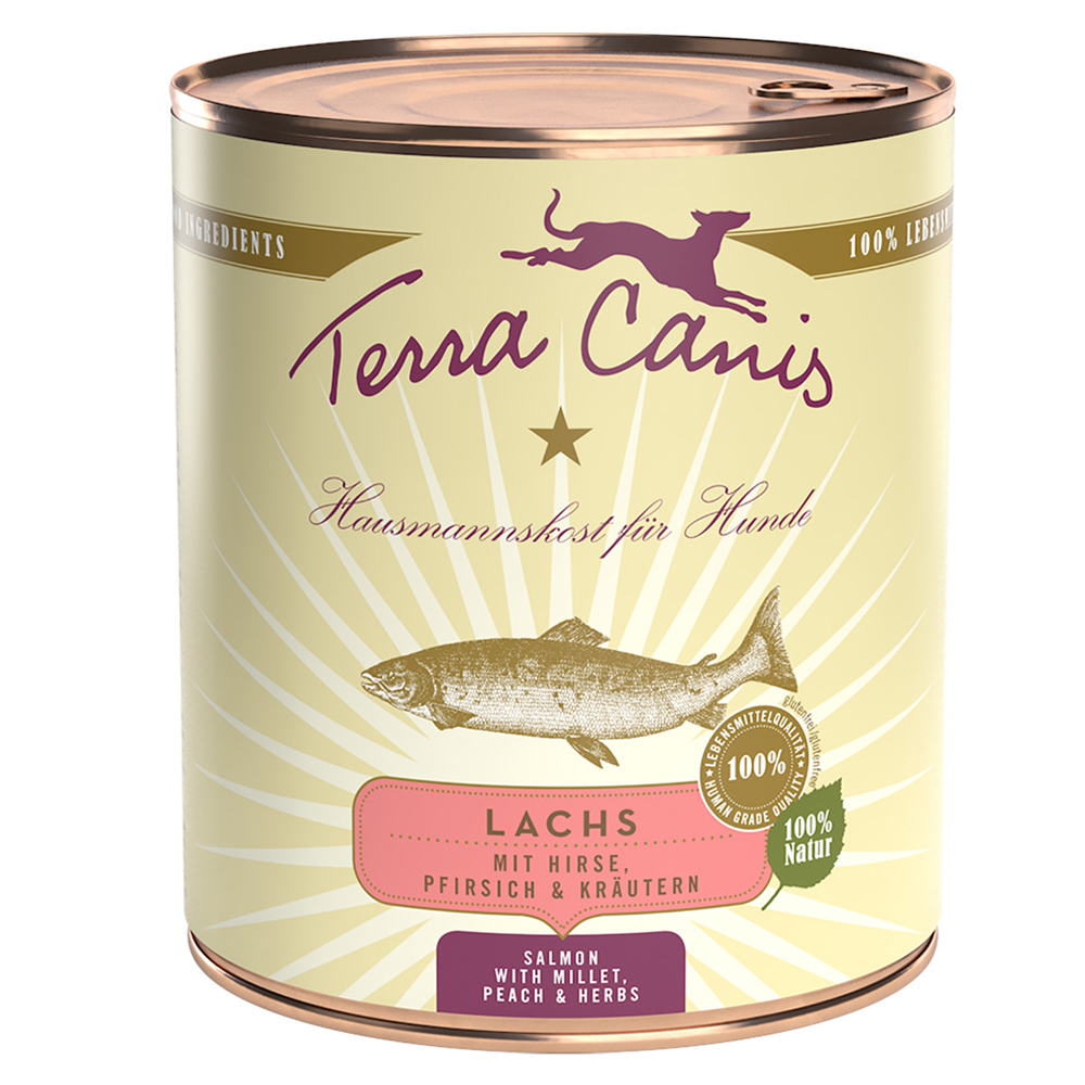 foto del prodotto terra canis 12 x 800 g umido cane - nuovo: salmone con miglio, pesca ed erbe aromatiche