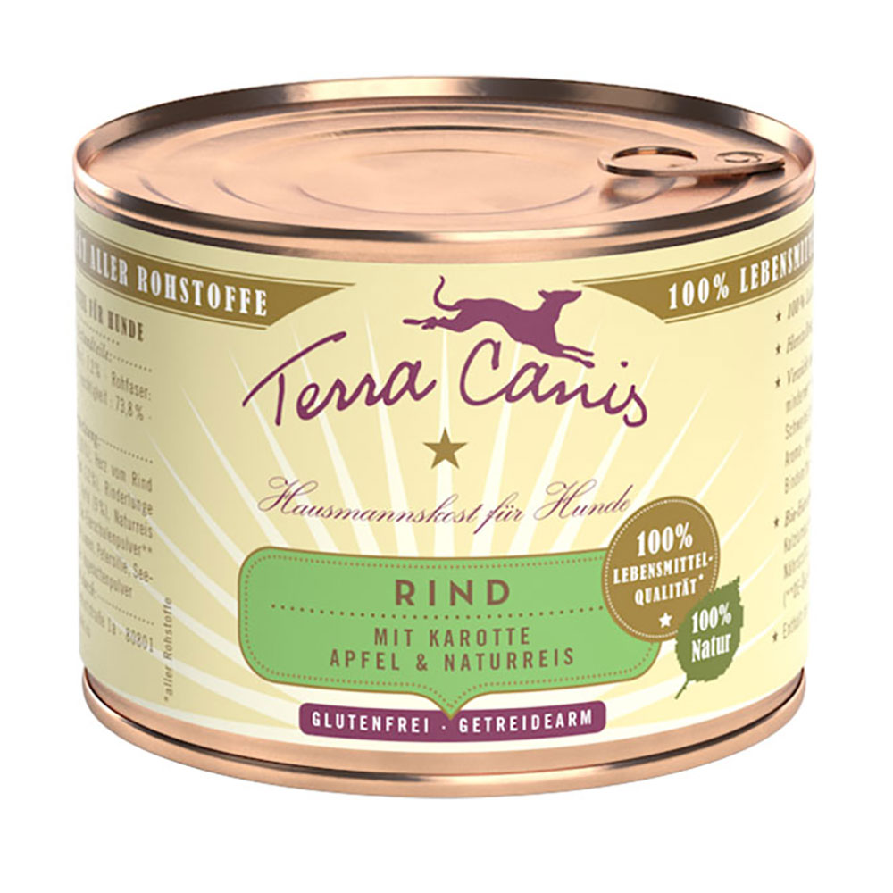 foto del prodotto terra canis 6 x 200 g alimento umido per cani manzo con carota, mela e riso integrale
