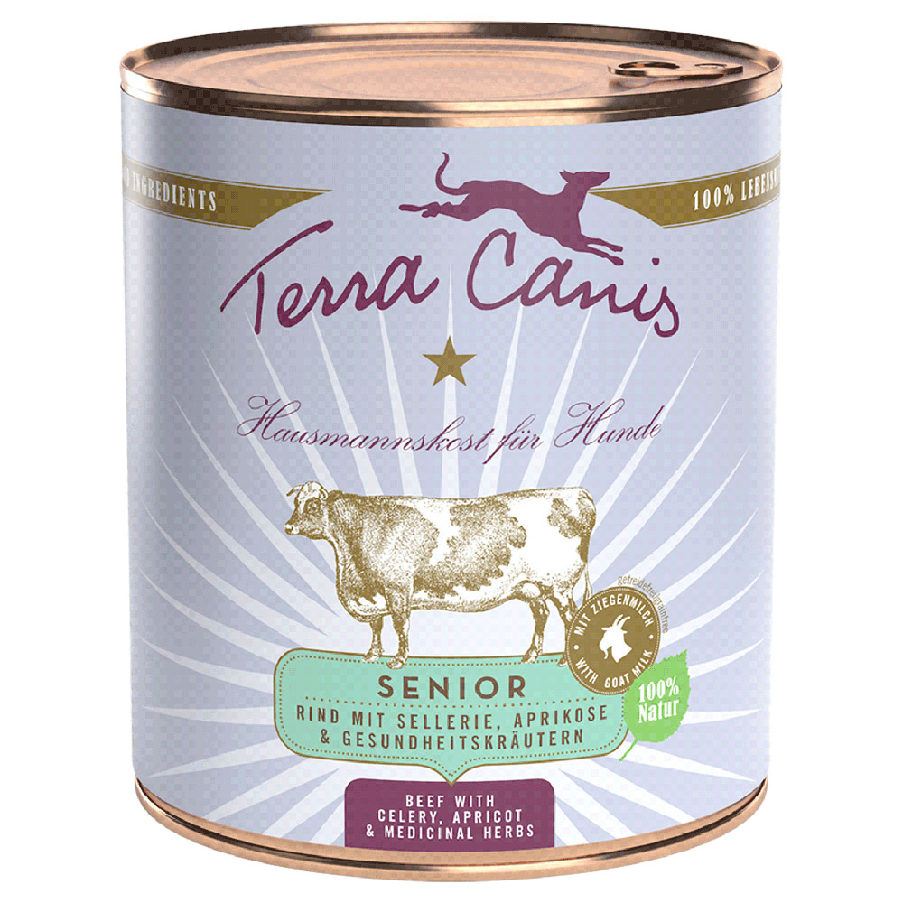 foto del prodotto terra canis senior senza cereali 6 x 800 g manzo con sedano, albicocca ed erbe salutari