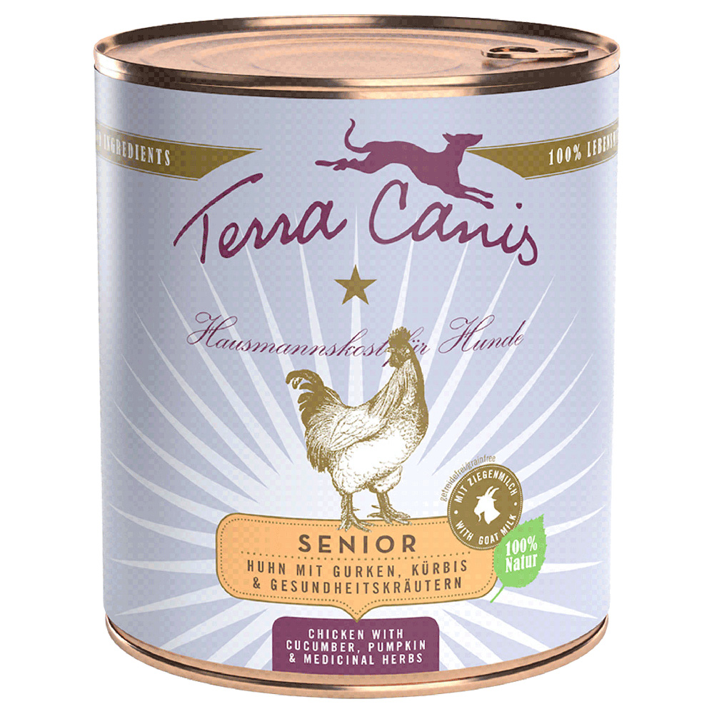 foto del prodotto terra canis senior senza cereali 6 x 800 g pollo con cetriolo, zucca ed erbe salutari
